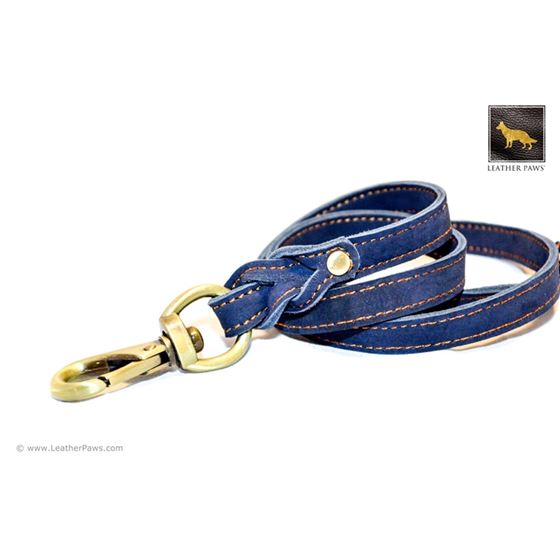 Love Knot II Blue Leather Leash