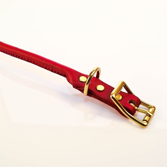 Leather Paws Rolly Red Leather Collar