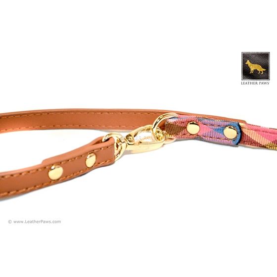 Universe Plaid Bow Tie Leather Leash