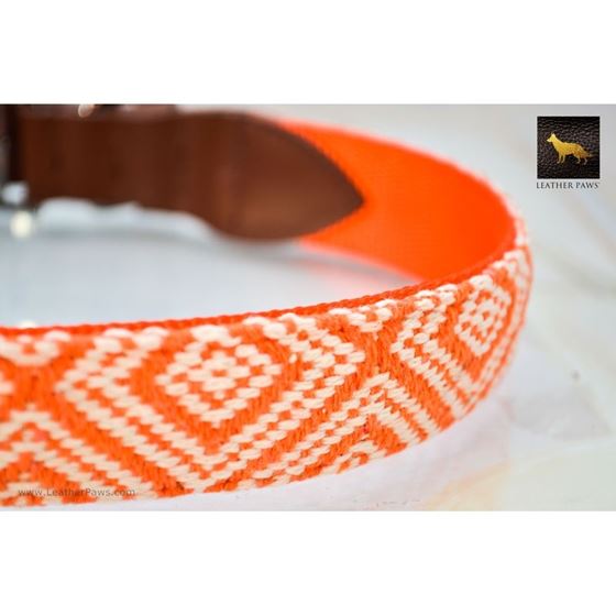 Diamond Pattern Fabric Leather Collar