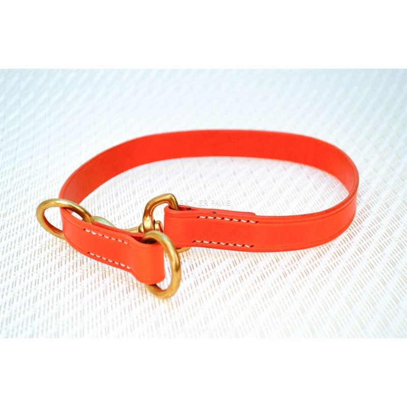 LPNY Hybrid Orange Leather Dog Collar